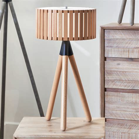 Hemsby Natural Wood Slat Tripod Table Lamp | Tripod table lamp, Tripod ...