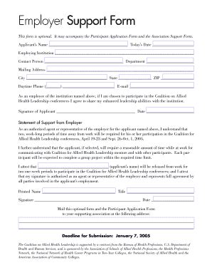 Fillable Online Employer Support Form This form is optional Fax Email ...