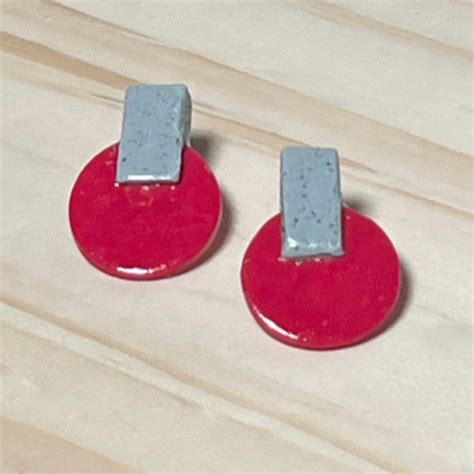 Abstract Red and Granite Stud Earrings Abstract Granite and Red Stud ...