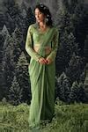 Buy Green Saree Chiffon And Blouse Georgette Sequin & Cutdana, Pre ...