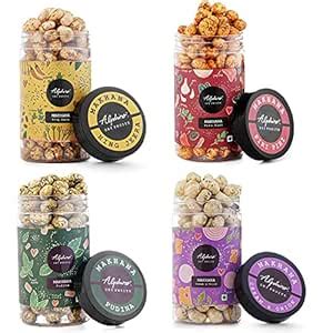 Alphiro Roasted Makhana: Hing Jeera, Piri Piri, Pudina, Cream and Onion ...