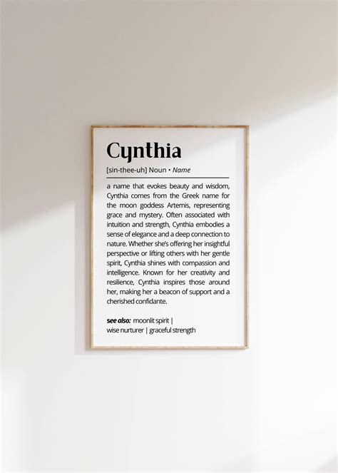 Cynthia Name Definition Wall Art Print Typography Name Poster Modern ...