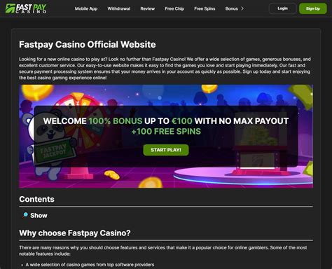Welcome Package Overview for Fastpay Casino sign up