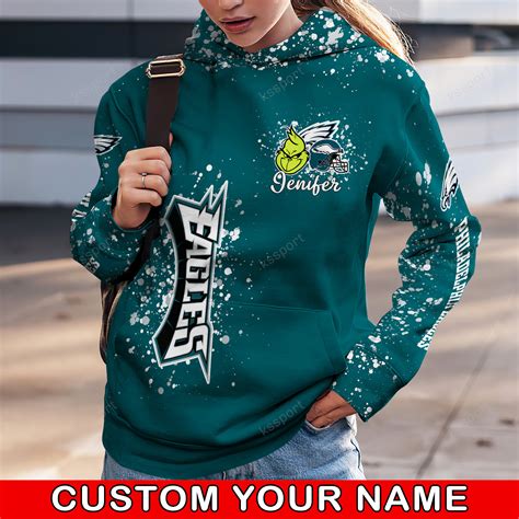 Custom NFL Philadelphia Eagles Hoodie Leggings The Grinch Hoodie Rock ...