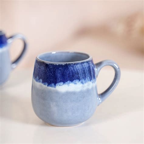 Ocean Ombre Blue Ceramic Coffee Mug Set Of 4 230ml Online - Premium ...