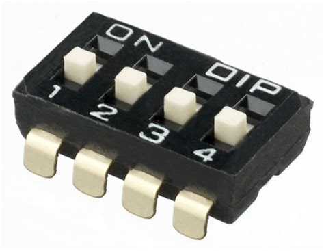 IKD0404101 APEM | APEM 4 Way Surface Mount DIP Switch 4PST, Raised ...