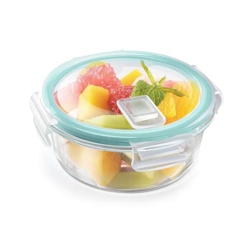 FINSTER Glass Premium Round Lunch Food Storage Container with Air Vent ...