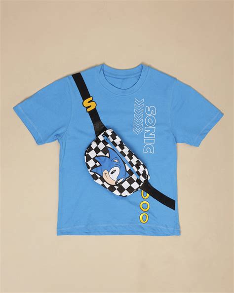 Sonic Printed Regular Fit Tshirt with Pouch Bag For Boys – Kidsville