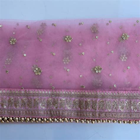 Bridal Noor Pink Zari Embroidered Net Sequin Dupatta – anokherang