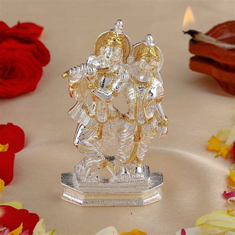 Buy Estele Gold - Rhodium Plated Devotional Shree Radha Krishna Idol Online