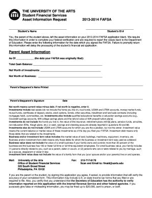 Fillable Online uarts Asset Form - Parent - The University of the Arts ...