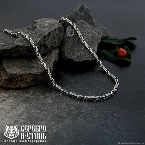Цепочка цепь Славянский узор ромб. Серебро 925 с чернением. Арт.1-706 ...