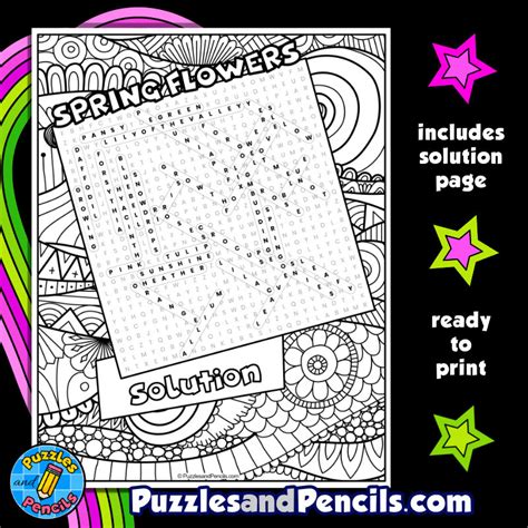 Image result for Spring Coloring Word Search