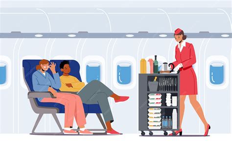 Airline transportation service airplane crew and passenger characters ...