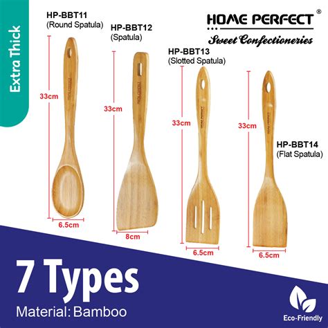 HOME PERFECT Bamboo Non-Scratch Kitchen Utensils,Extra Thick Better ...