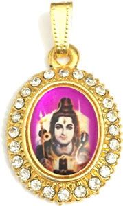 Devoik Handmade Gold Plated Shiv Locket Stone Studded Shiva Shankar God ...
