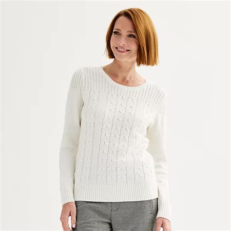 Women's Croft & Barrow® Rib Yoke Cable Pullover