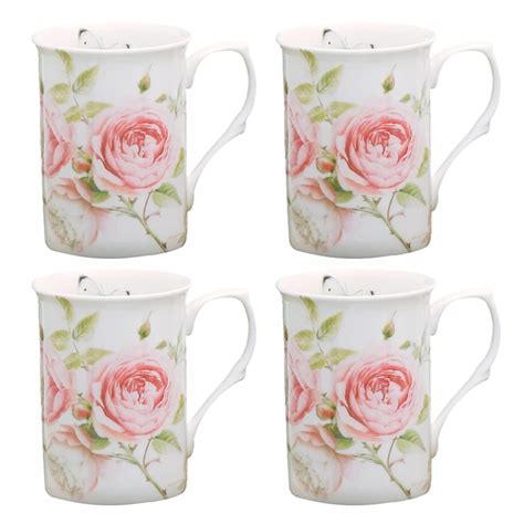 Gracie Bone China Beau Rose Bone China Mug 9-Ounce, Set of 4 : Amazon ...