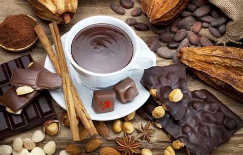 Wallpaper chocolate, candy, Cup, nuts, chocolate, nuts, cocoa, sweets ...
