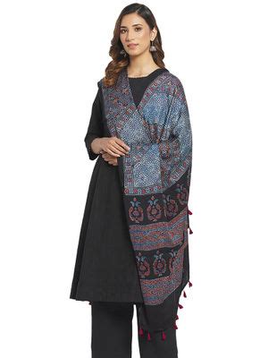 Buy Fabindia Multicolour Ajrakh Modal Dupatta Online