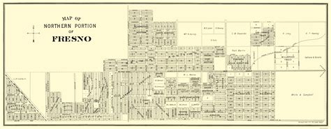 Historic City Map - Fresno Northern California - Thomas 1892 - 23 x 58 ...