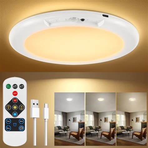 Amazon.com: Battery Ceiling Light Fixture with Remote &Motion Sensor 2 ...