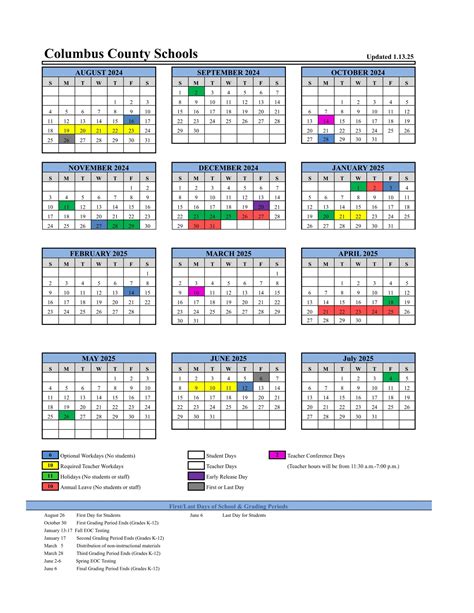 Columbus County Schools Calendar 24-25[PDF] - EduCounty