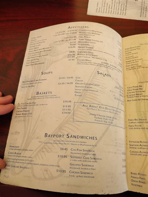 Menu at Bayport Inn pub & bar, Bayport, Cortez Blvd