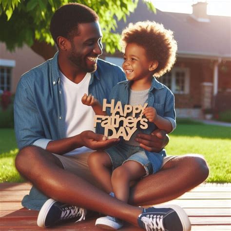 Premium Photo | Happy Fathers Day black Father and son playing and hug ...