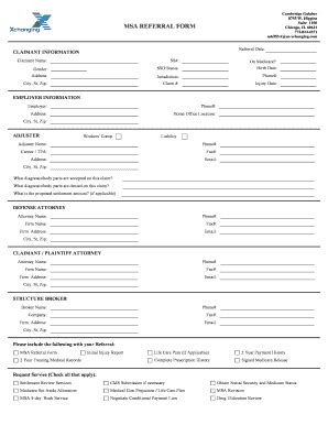 Fillable Online MSA REFERRAL FORM - Galaher Settlements Fax Email Print ...