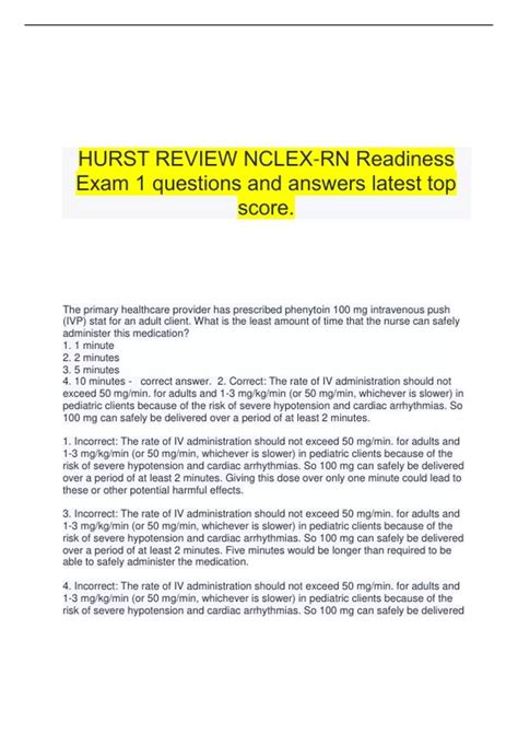 HURST REVIEW NCLEX-RN Readiness bundled exam questions and answers ...