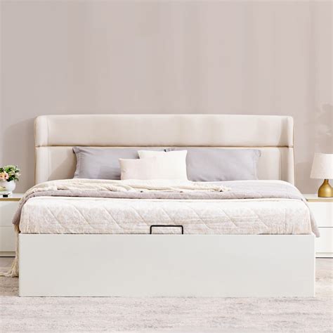 Buy Senorita Elena Queen Bed with Hydraulic Storage - Cream from Home ...