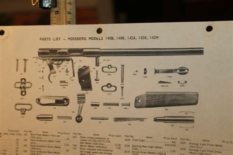 Vintage Gun Diagram & Parts List Mossberg Model 140B 140K 142A 142K ...