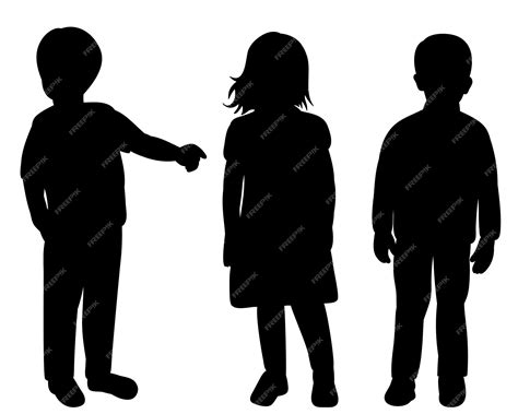 Premium Vector | Children boys and girls black silhouette