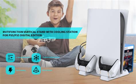 Dobe Cooling Station for PS5, Vertical Stand with Cooling Fan ...