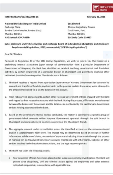 ₹590 Crore Discrepancy in IDFC First Bank: Officials Suspended, Govt ...