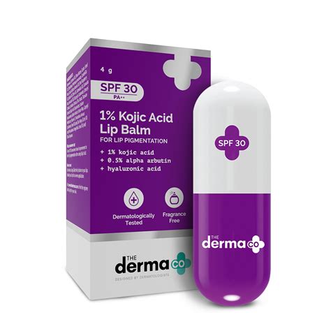 The Derma co. 1% Kojic Acid Lip Balm With Alpha Arbutin & Hyaluronic ...