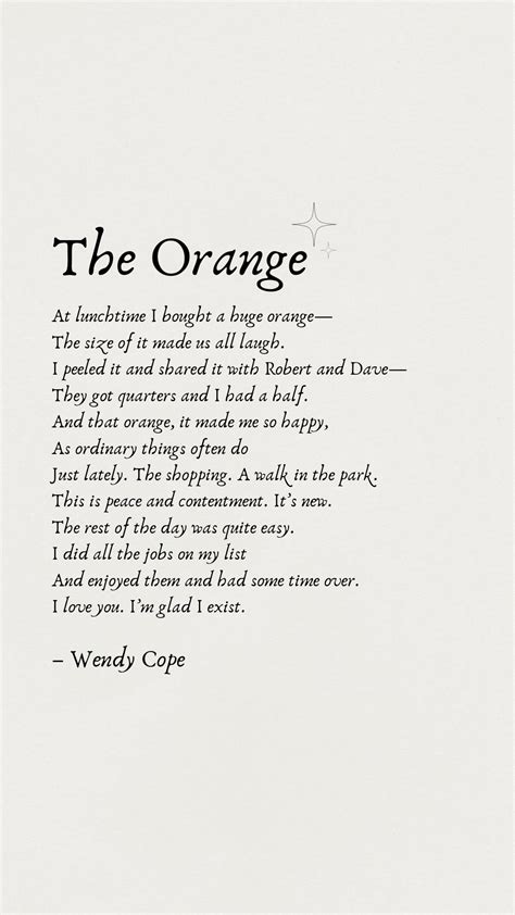 The Orange by Wendy Cope | Poetry | Literary quotes, Inspirational ...