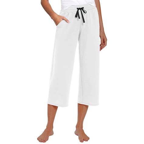 KDDYLITQ High Waisted Palazzo Pants for Women White Capris High Waisted ...