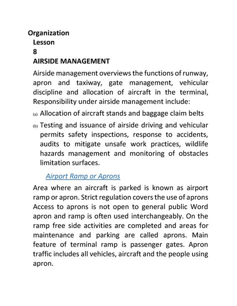 Airside Management for airlines and airport - Organization Lesson 8 ...