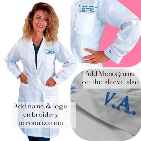 Personalized Scrubs Custom Lab Coat Add Logo Name Embroidery White Coat ...