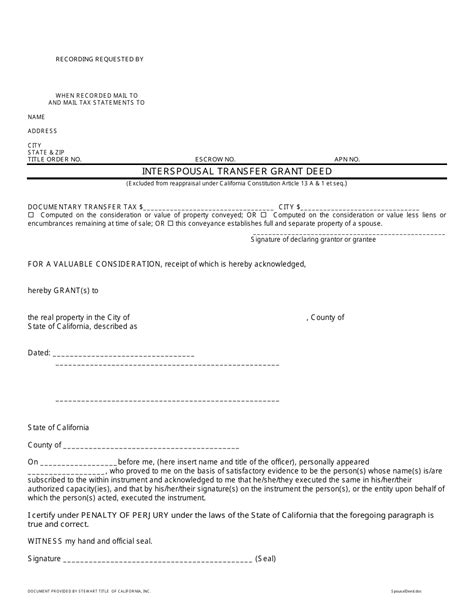 California Interspousal Transfer Grant Deed Form - Fill Out, Sign ...