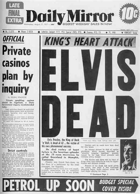 The newspapers the day Elvis died - 8 | Elvis presley funeral, Elvis ...