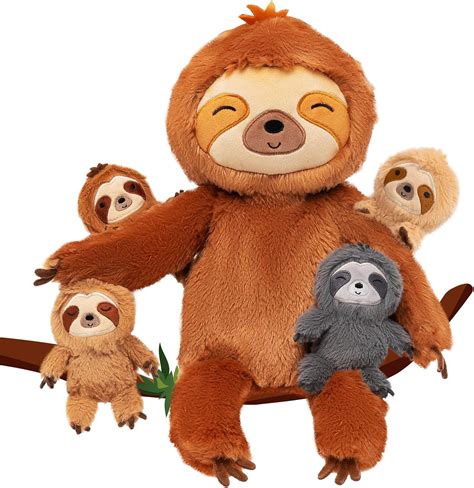 Amazon.com: OUOZZZ Sloth Stuffed Animal with Babies Inside - 19" Plush ...