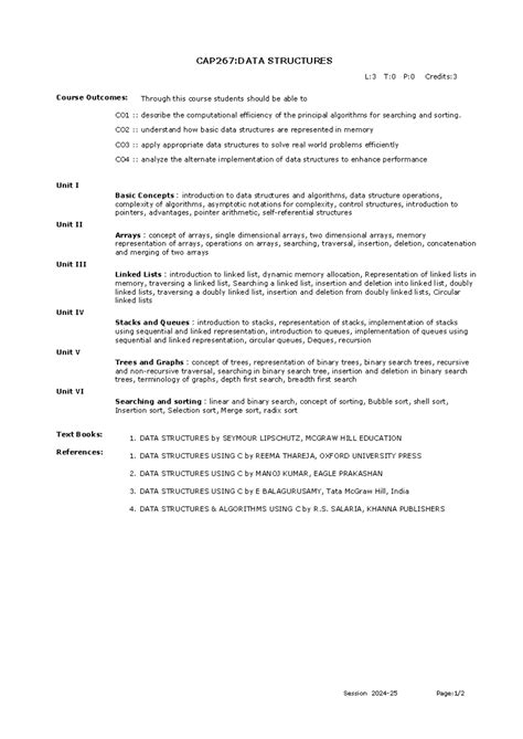 Frm Course Syllabus IPDownload DSA - CAP267:DATA STRUCTURES Course ...