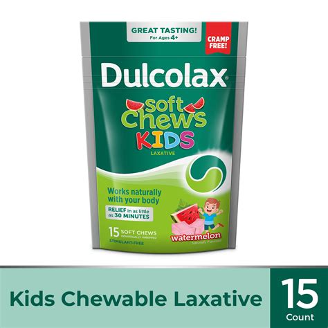 Dulcolax Kids Soft Chews Laxative, Watermelon Chewables for Gentle, Fast Constipation Relief ...