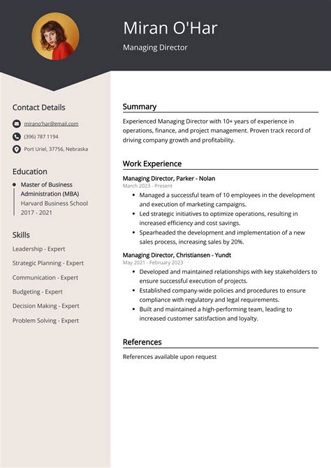 Managing Director Resume Example (Free Guide)