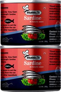 Munnujii Sardine fish in Tomato sauce 200 g (Pack of 2) Fillets Price ...