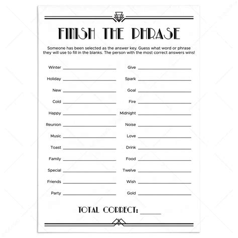 Finish The Phrase Printable | Fanny Printable