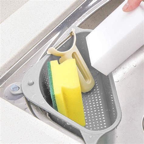 CREDLY Plastic Multi Functional Kitchen Triangle Sink Filter Corner ...